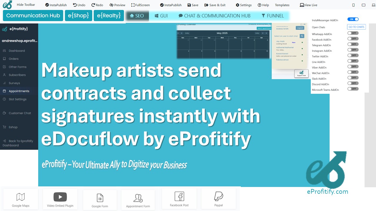 Makeup artists send contracts and collect signatures instantly with eDocuflow by eProfitify